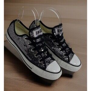 Converse Womens Chuck Taylor All Star Sequins Gunmetal Low Top Sneaker 5.5